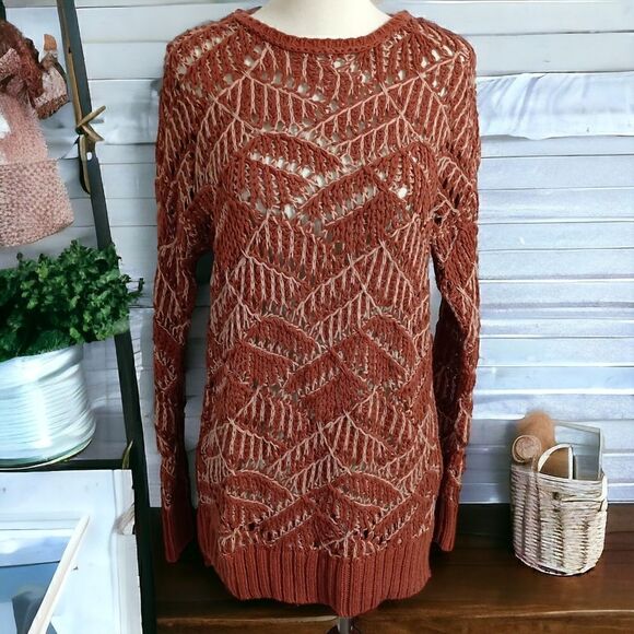 Universal Thread Open Knit Sweater NEW S Clay Pullover Crochet Asymmetric Rustic - Picture 15 of 16
